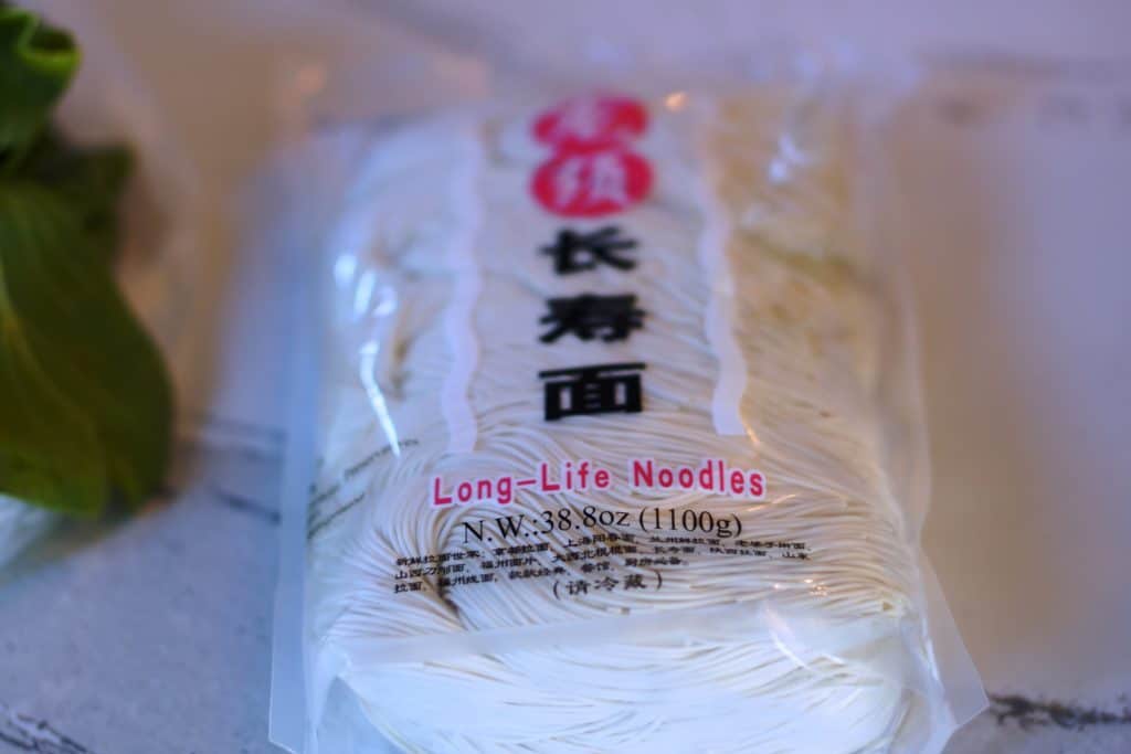 Package of Taiwanese long life noodles.
