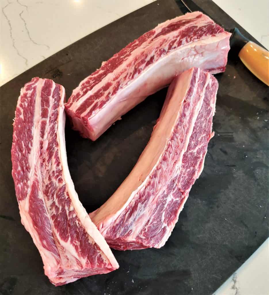 Trimmed and separated beef short ribs.
