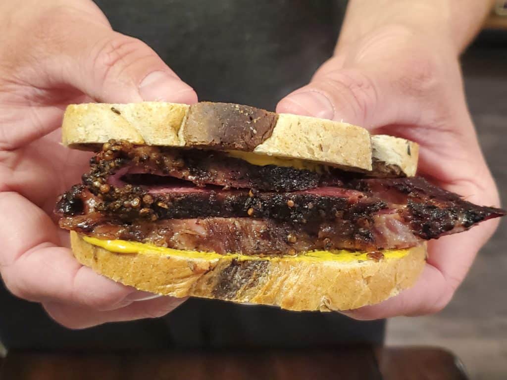 Pastrami sandwich with homemade pastrami.