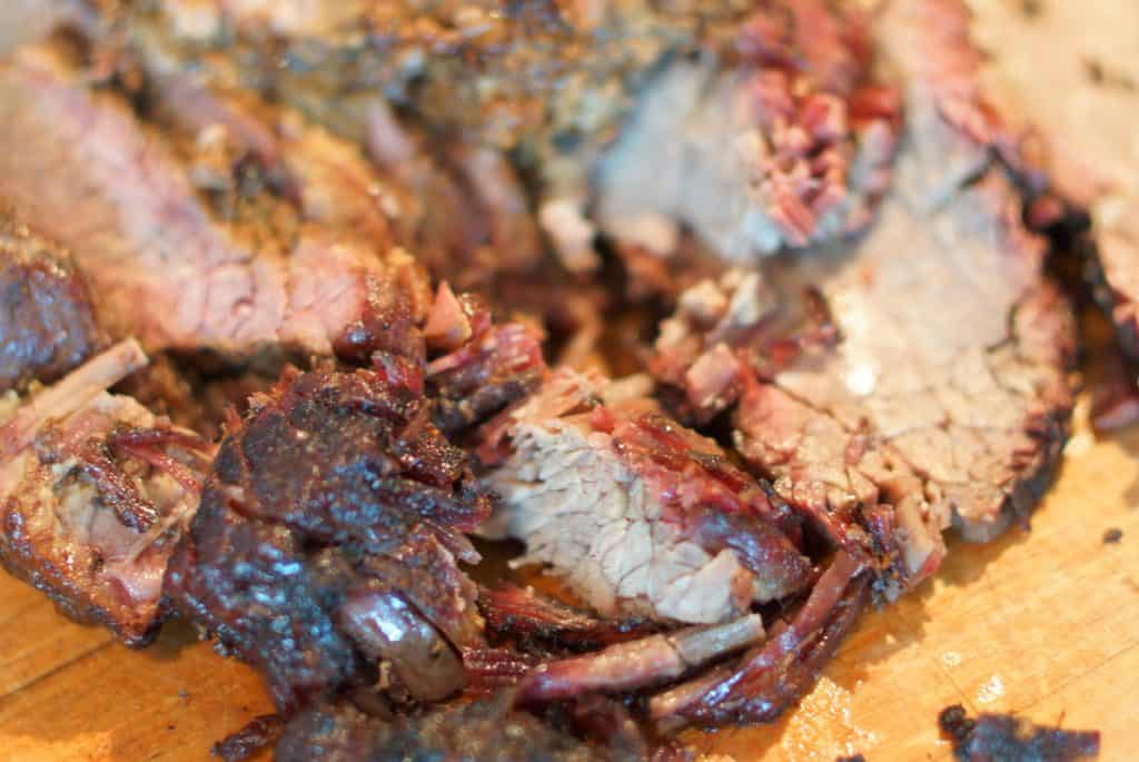 Close up of smoked brisket burnt ends.