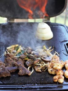 Teppanyaki at home on a Cooking Steel on a PK grill.