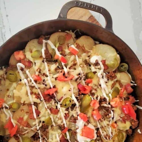 Irish Nachos in a Smithey Cast Iron Pan