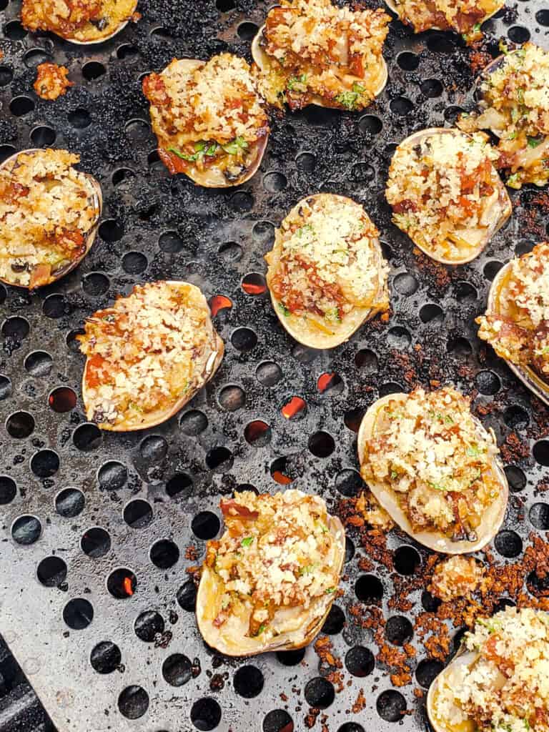 Clams casino on a BBQ grill