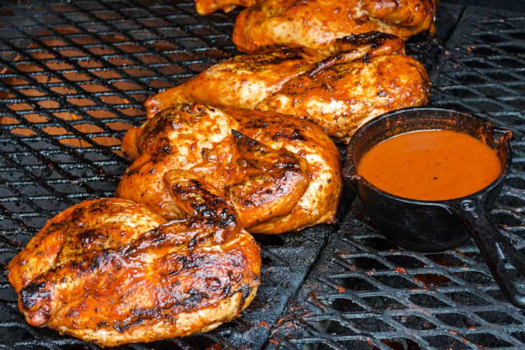 Chipotle basted grilled Mexican chicken on a Yoder grill.