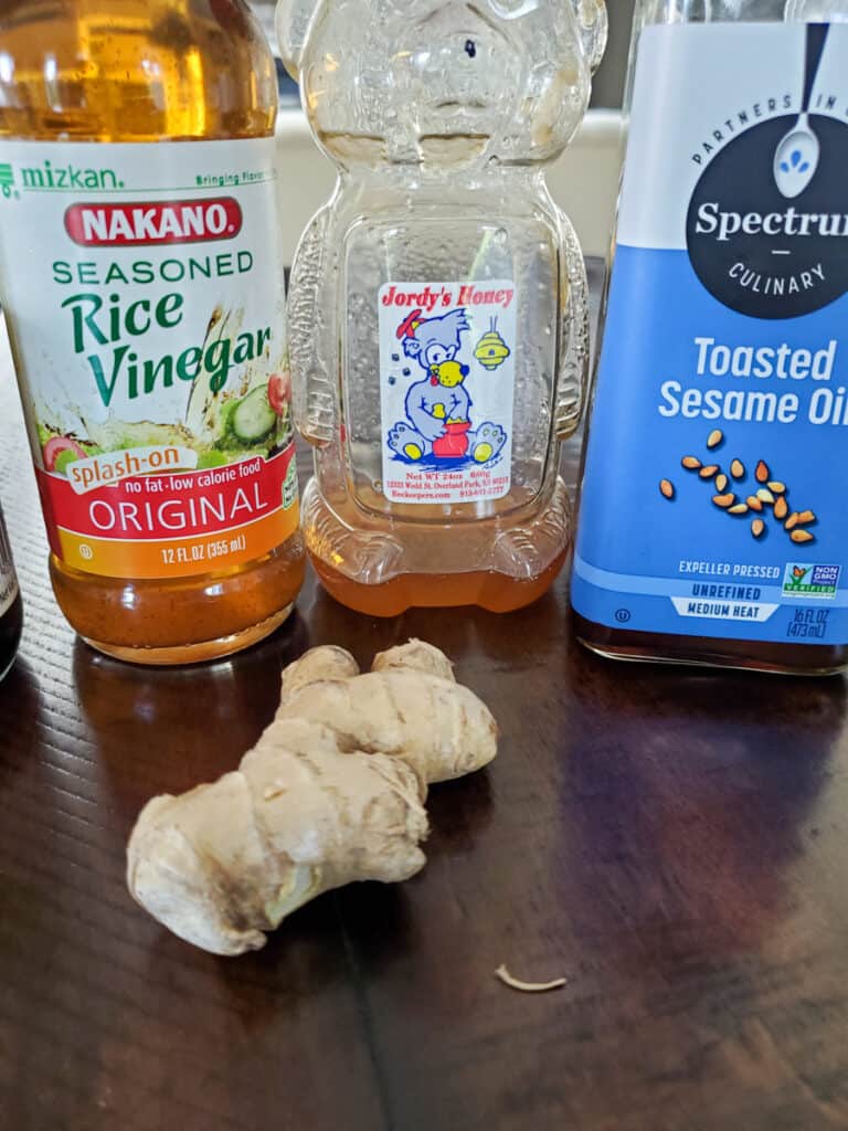 Marinade ingredients for ahi tuna.