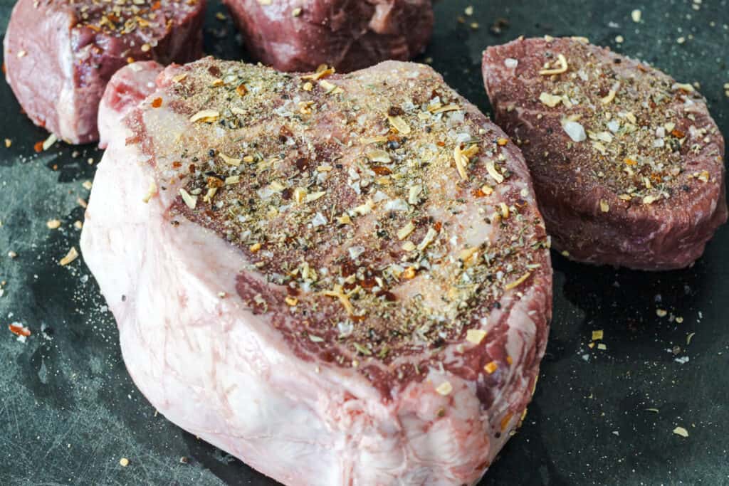 Cowboy ribeye with Chicago style steak seasoning.