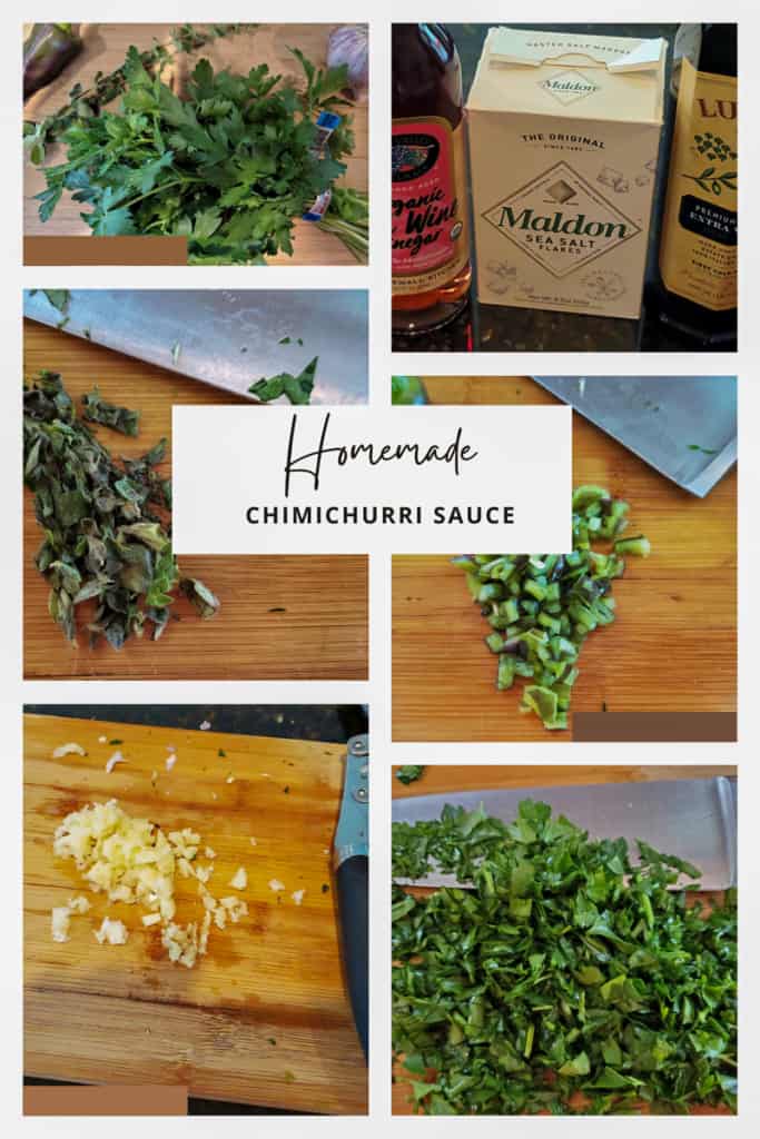 Ingredients for homemade chimichurri sauce.