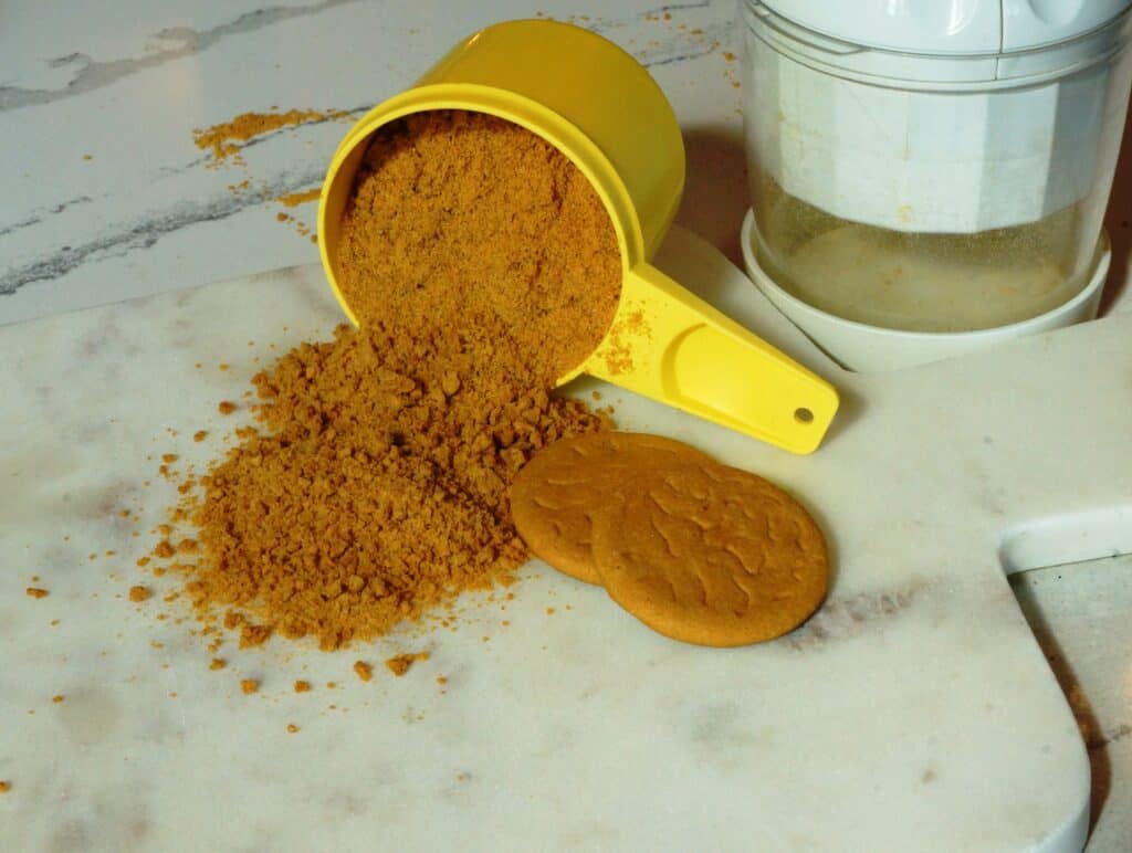 Crushed ginger snaps.