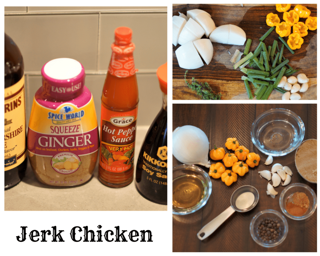 Ingredients for jerk chicken marinade.