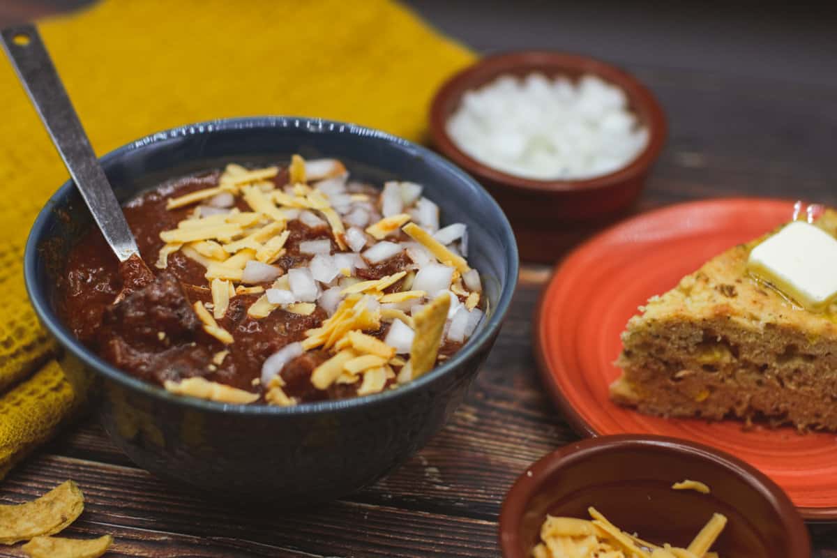 Texas Red Chili with Smoked Chuck Roast Carne Diem