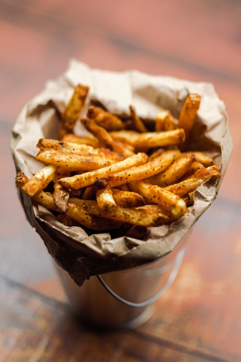 Bucket of perfectly crispy French Fries.