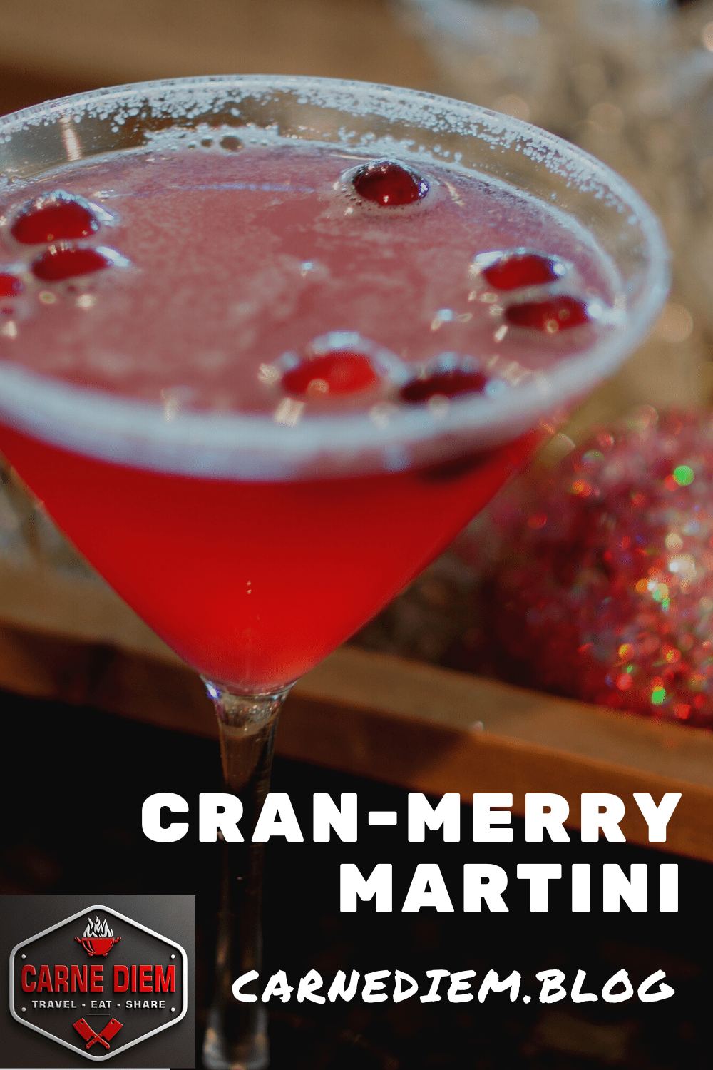 Pinterest pin for cranberry vodka martini.