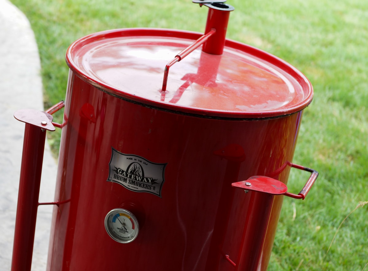 Red Gateway Drum Smoker.