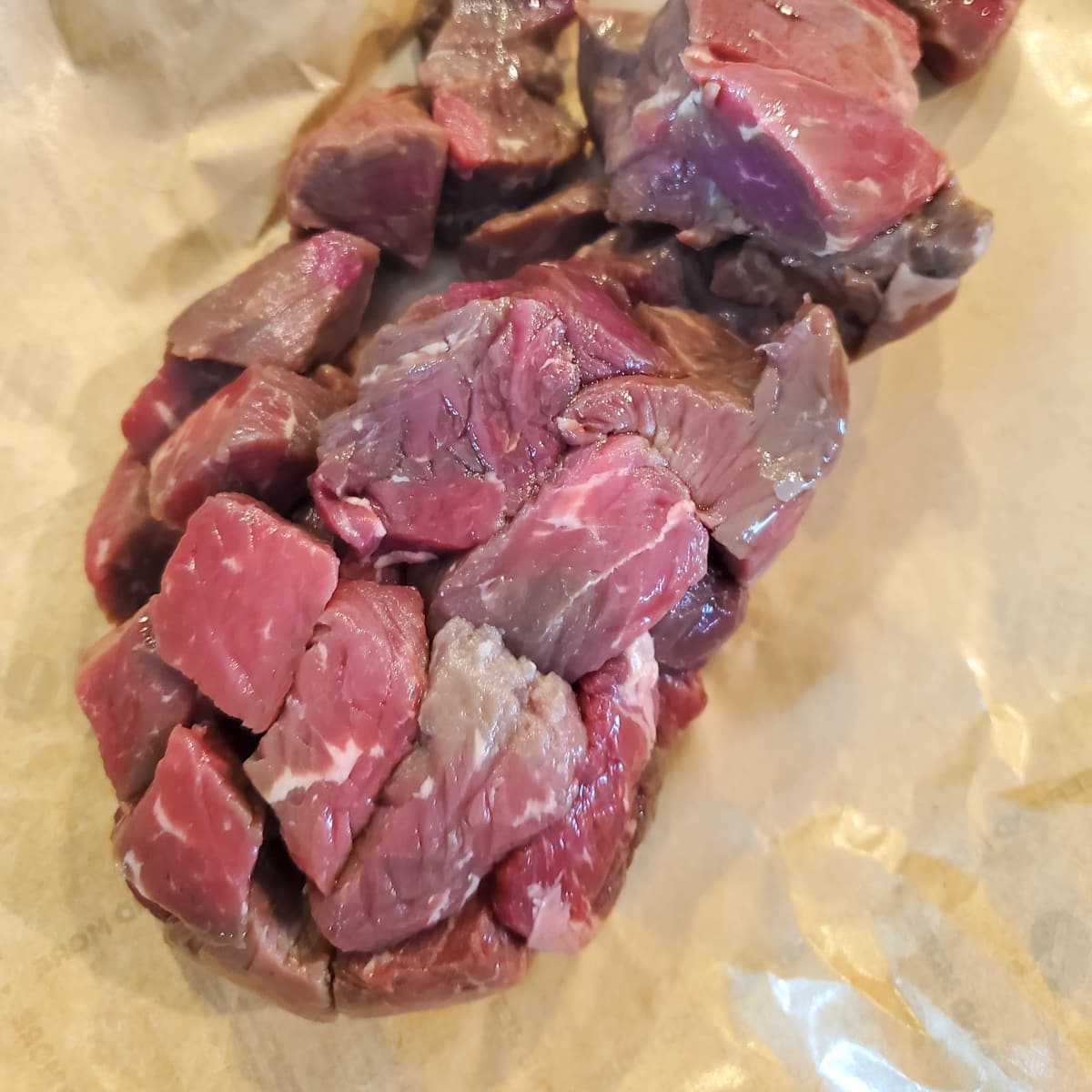 Cubed beef for stew.