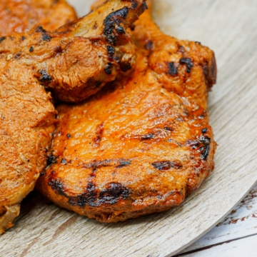 Grilled tomahawk pork chops.