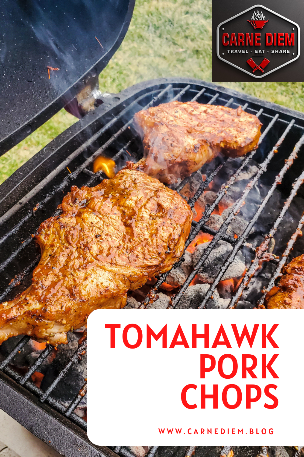 Pinterest pin for grilled pork chops.