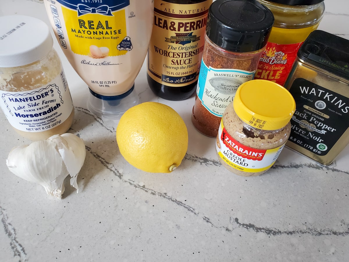 Ingredients for Cajun Remoulade sauce.