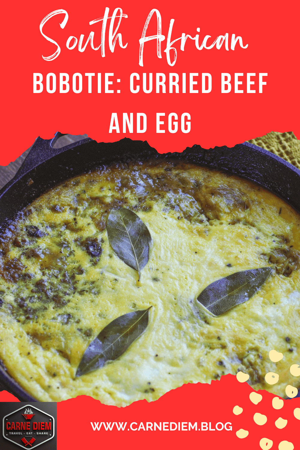 Pinterest pin for South African Bobotie.