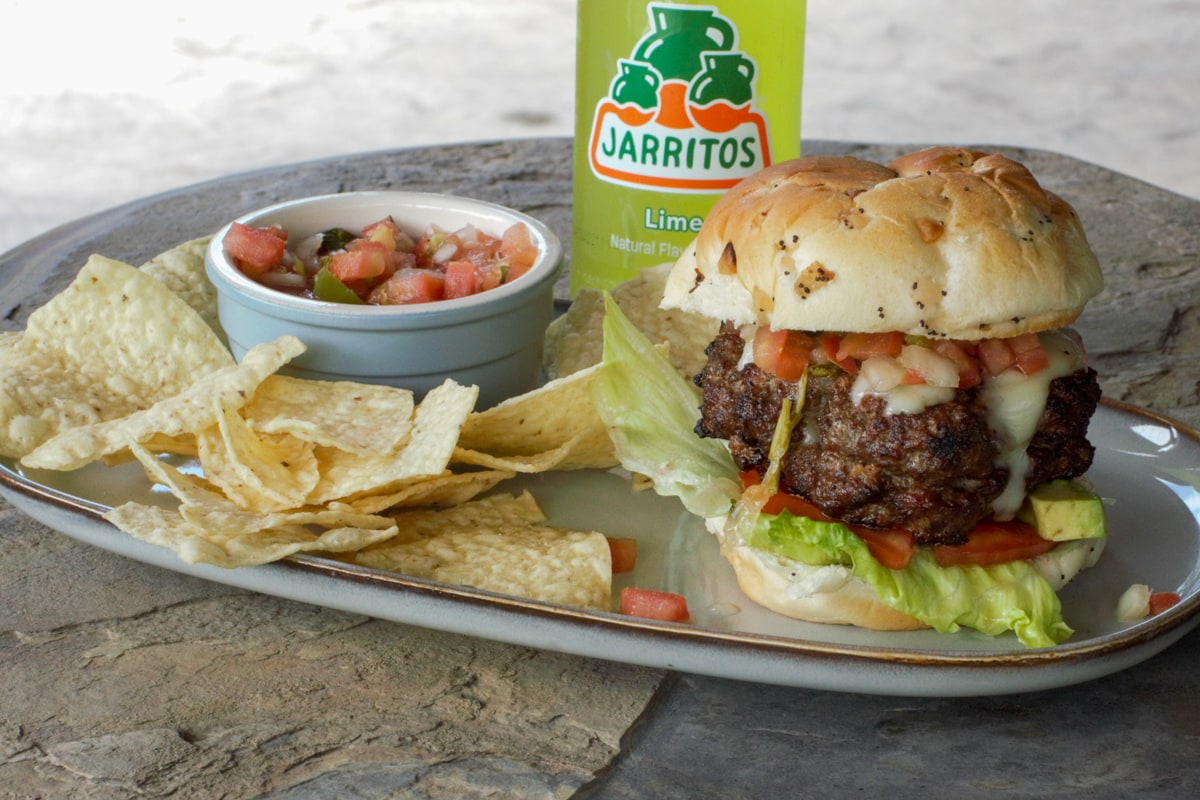 Half pound Mexican burger stuffed with Oaxaca cheese.