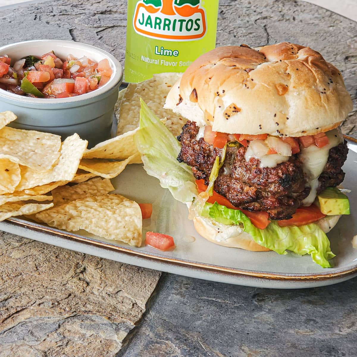 Mexican Chorizo Burger Stuffed with Cheese