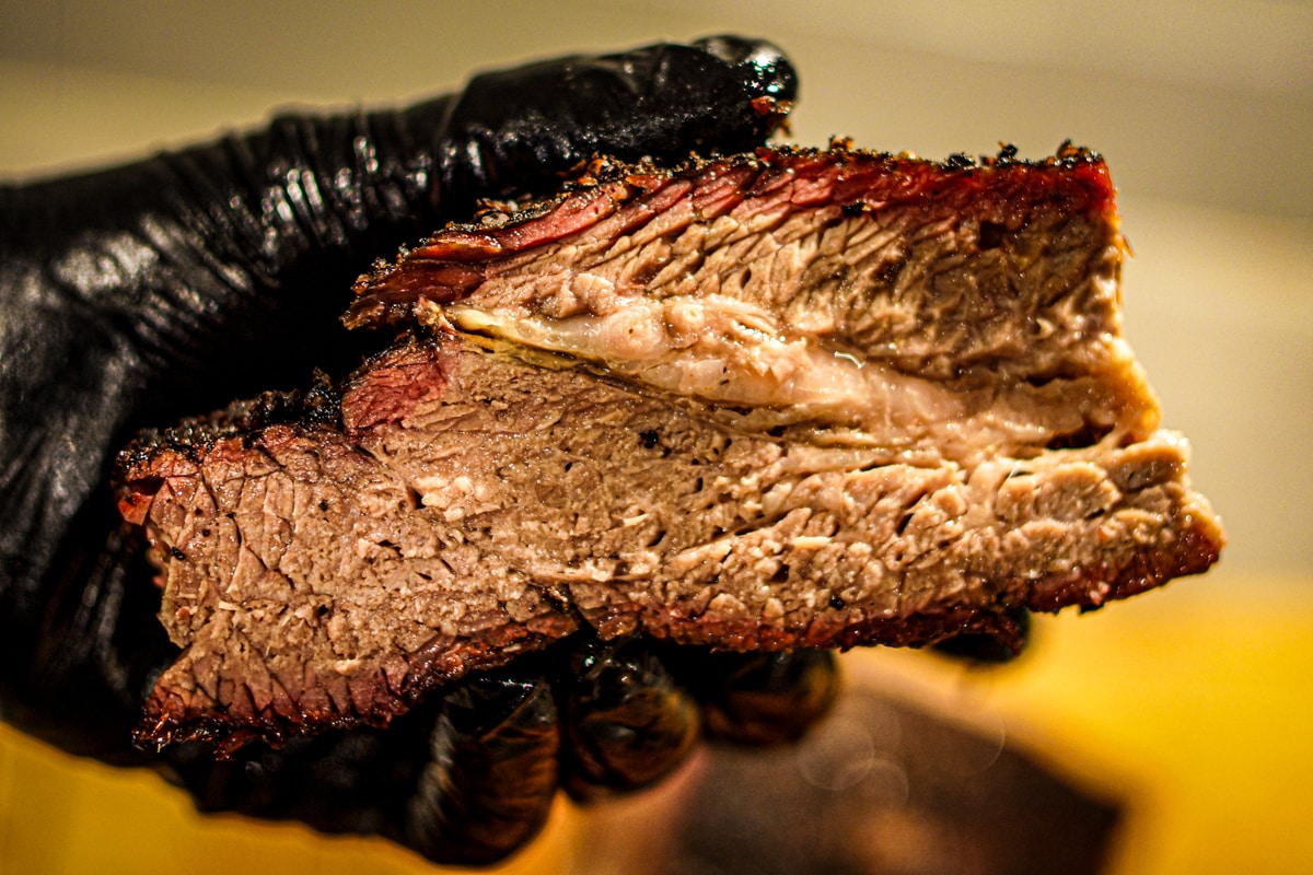Large chuck of Texas style brisket from the point.