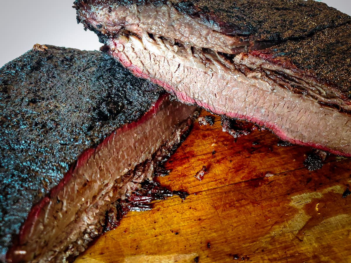 Texas style packer brisket  cut in half.