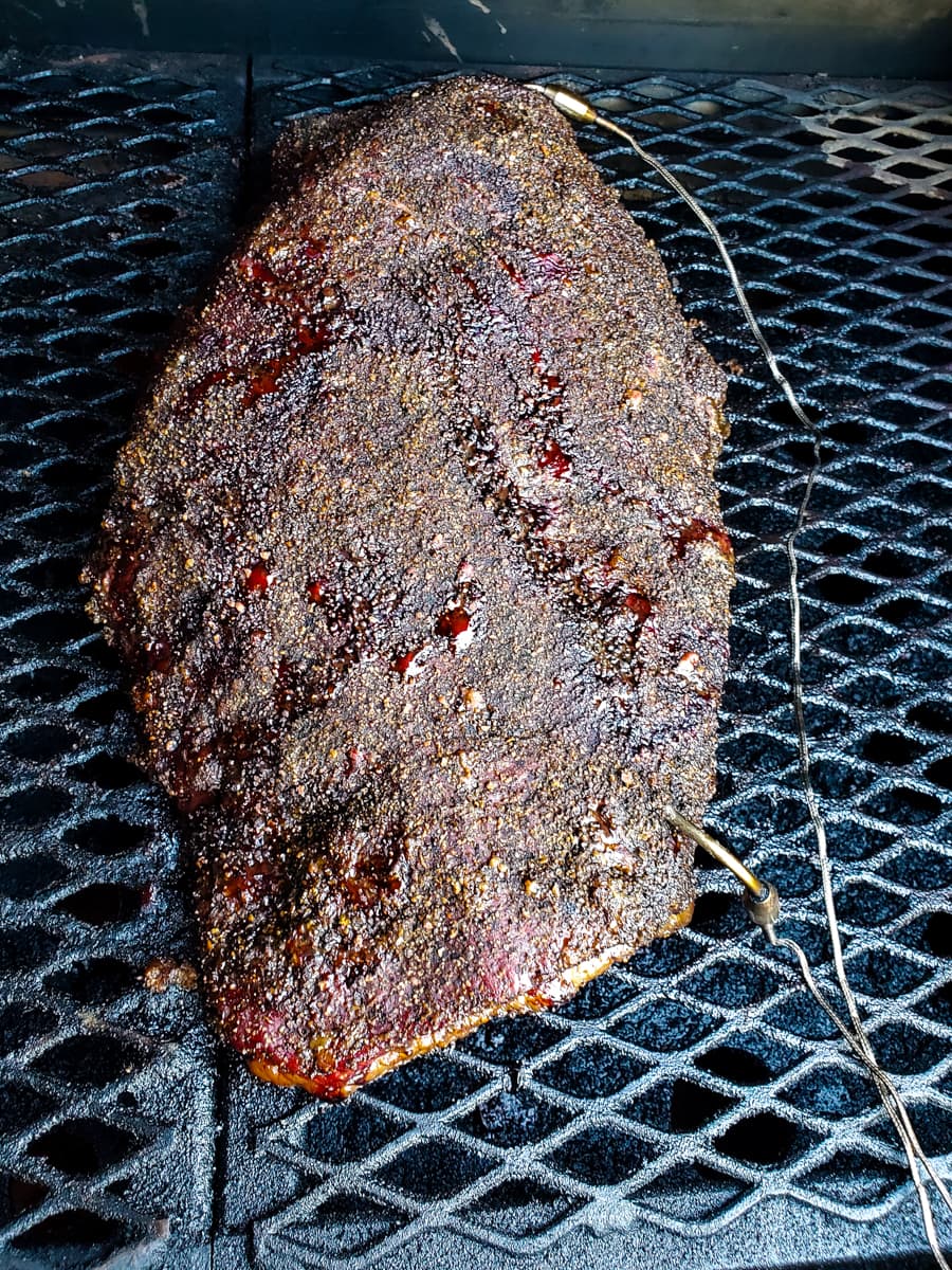Low and Slow Texas brisket on an offset smoker.