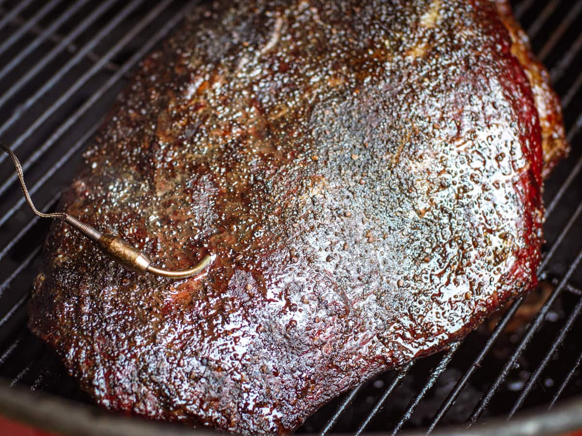 Texas style brisket on a drum smoker.