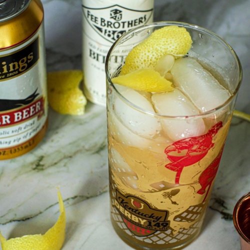 Kansas City Horsefeather cocktail with bourbon and ginger beer.