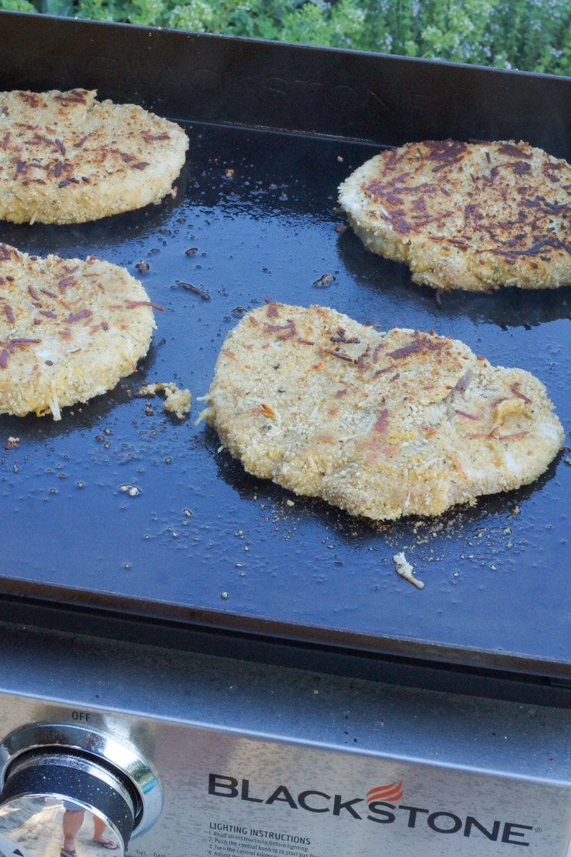 Pork Milanese on a Blackstone griddle.