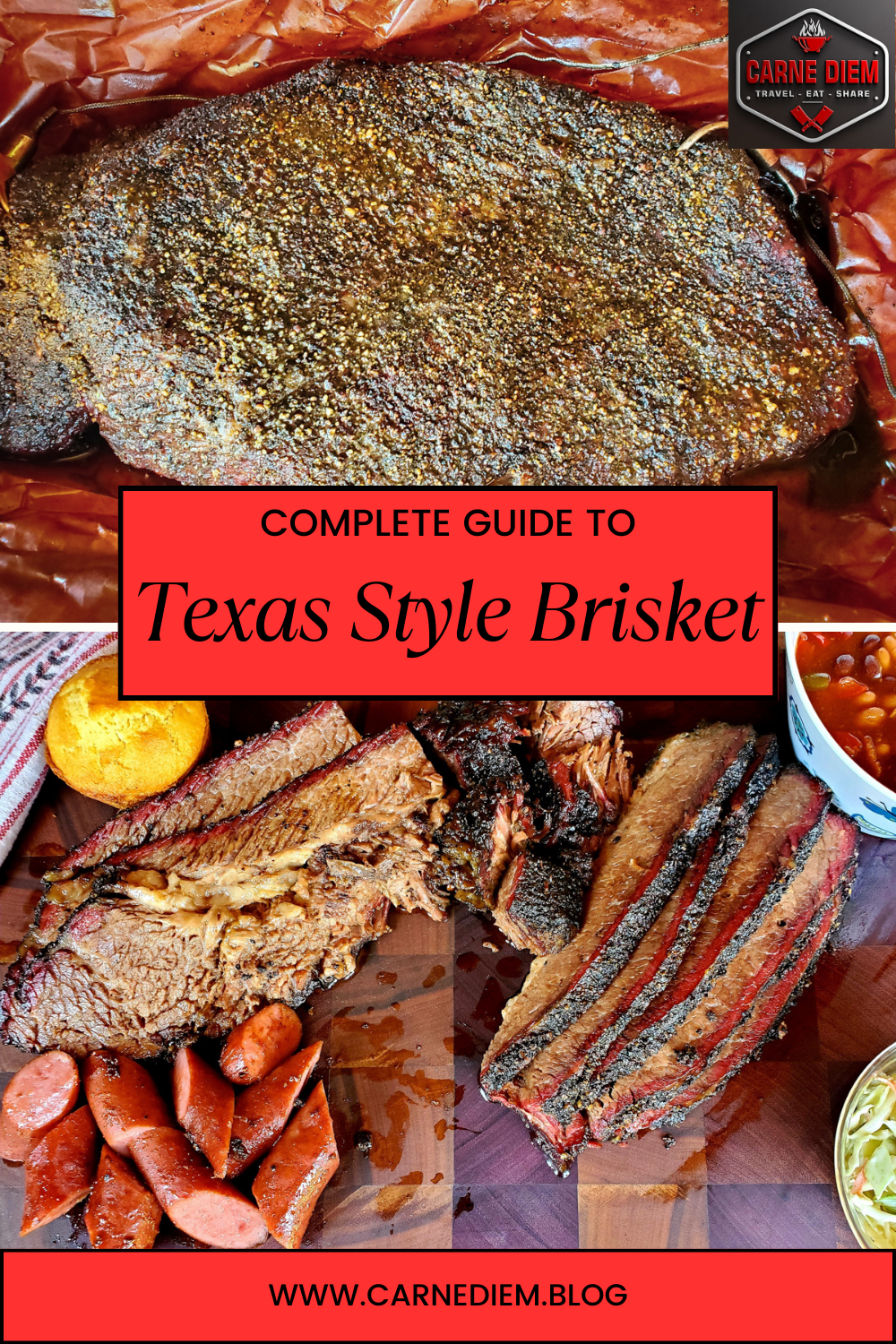 Pinterest pin for Texas Style Brisket.