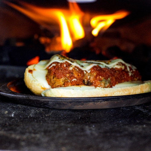 Wood fired meatball grinder.