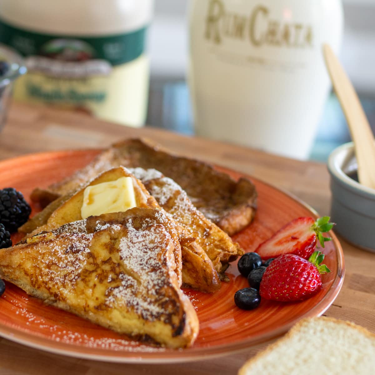 RumChata infused French Toast with fresh berries.