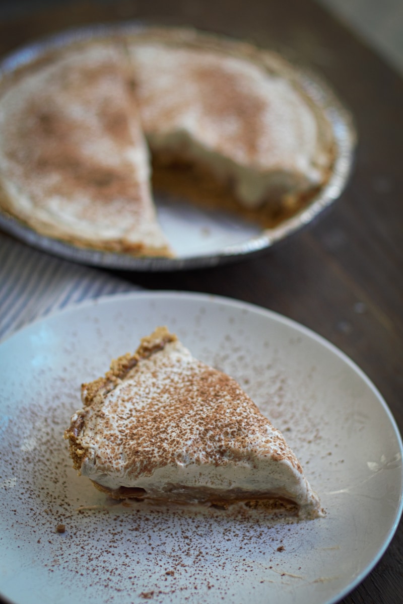 British banoffee pie with caramelized bananas and Kahlua whipped cream.