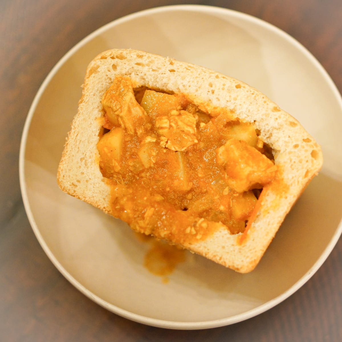 South African Bunny Chow with Durban curry.