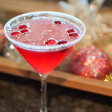 Cranberry and vodka Christmas martini.