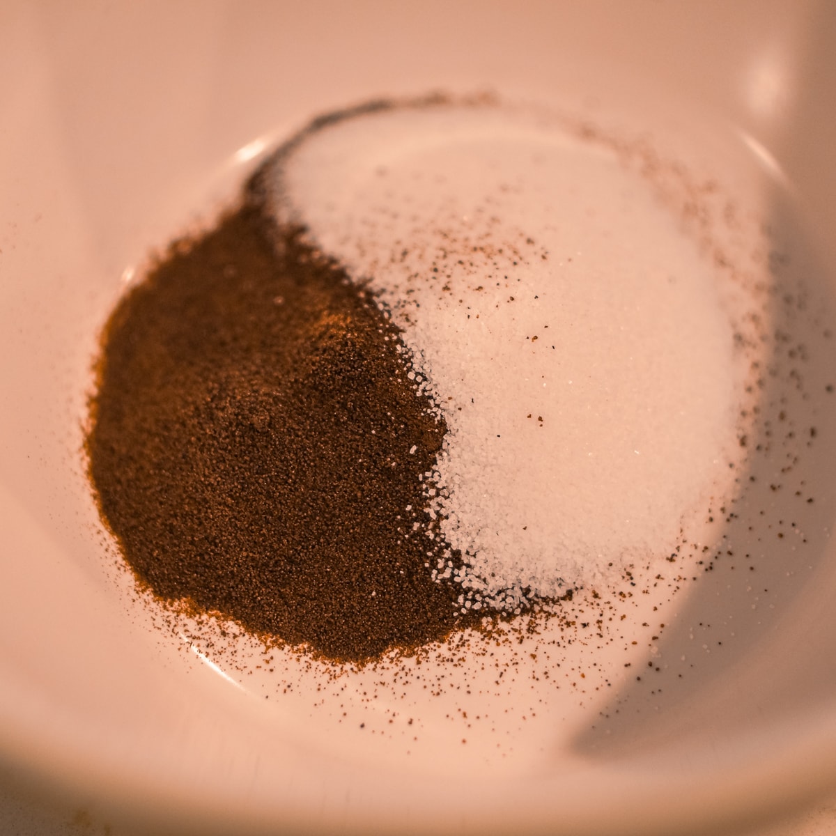 Sugar and instant espresso in a bowl.