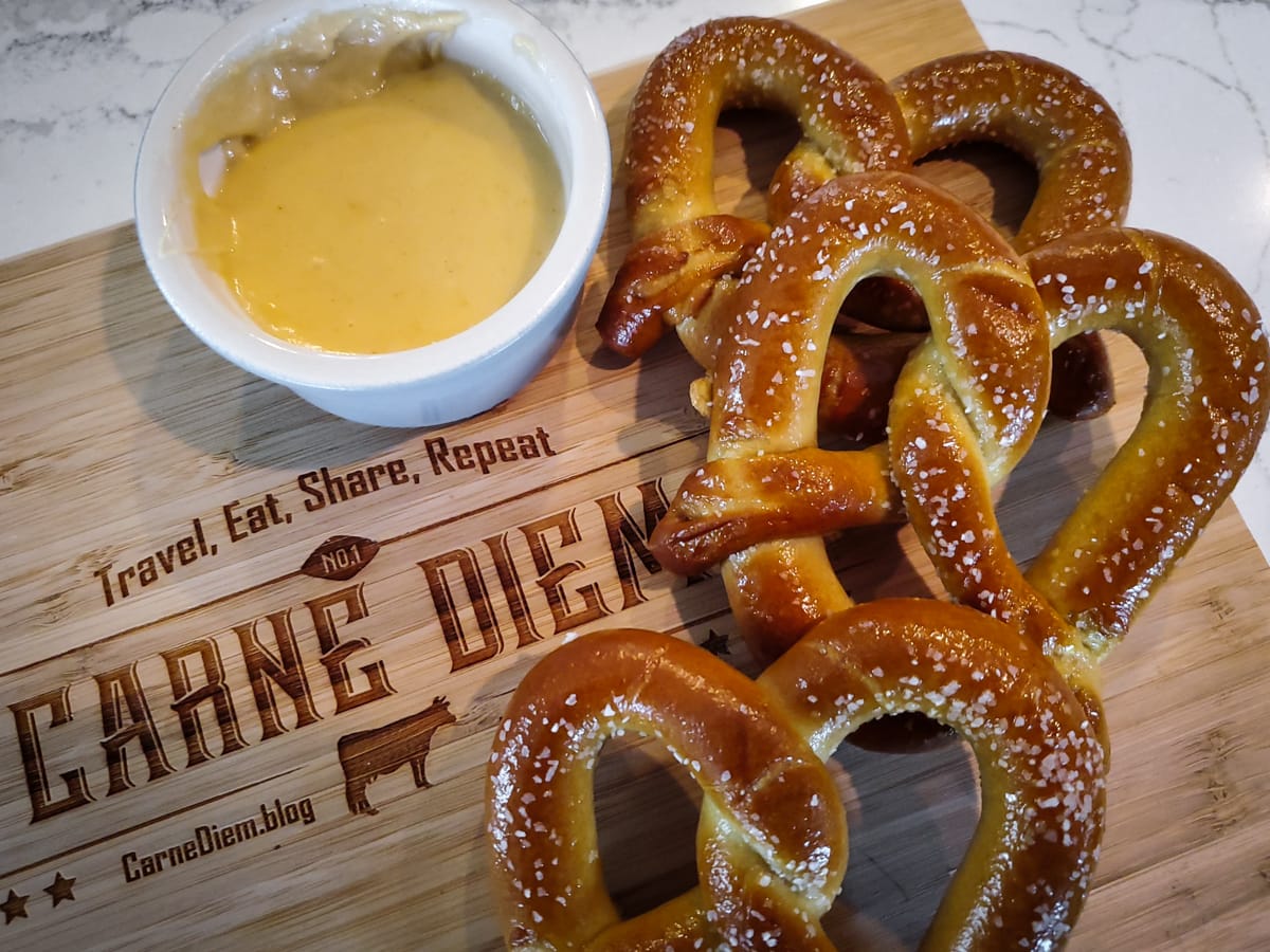 Smoked Bavarian beer cheese sauce and pretzels.
