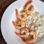 Spicy Caribbean style shrimp marinated with with mango, pineapple, Scotch Bonnet and Habanero served over rice.