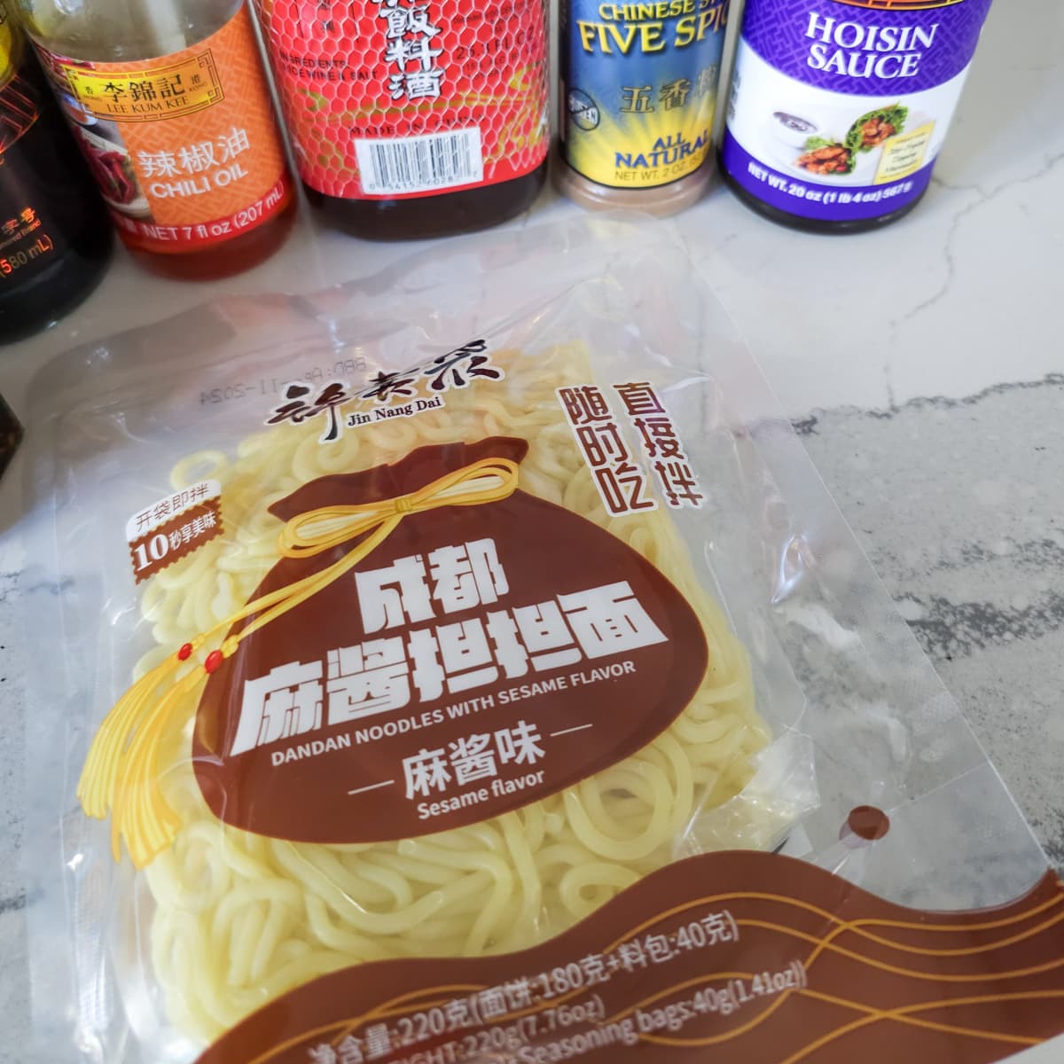Package of Chinese wheat noodles for making Dan Dan style noodles.