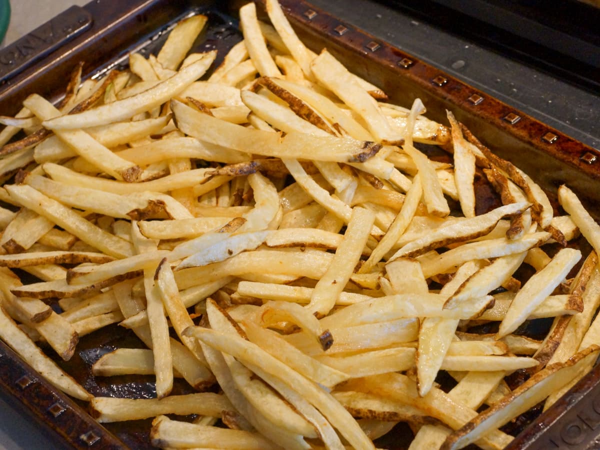 French fries on a pan.