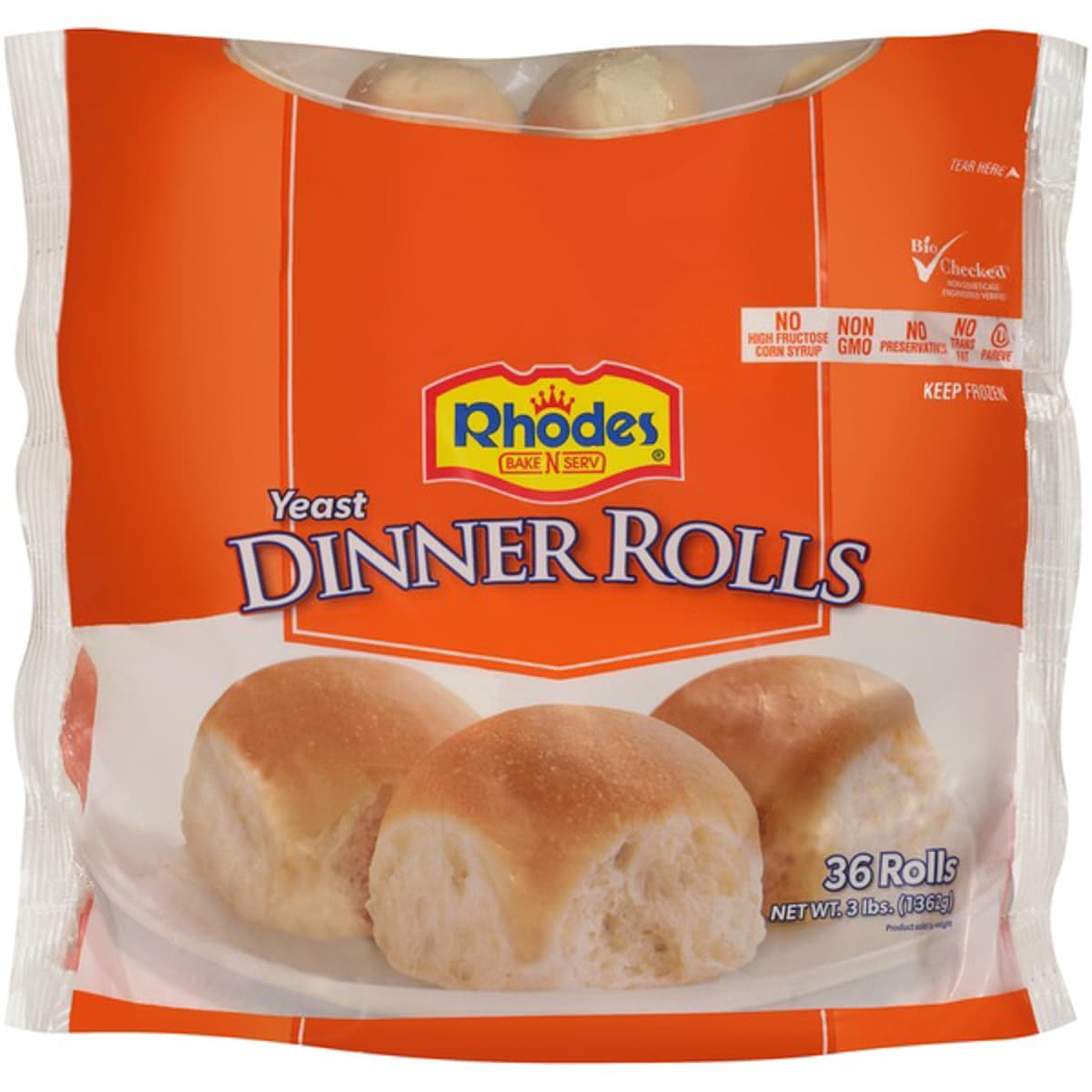 Package of Rhodes dinner rolls.