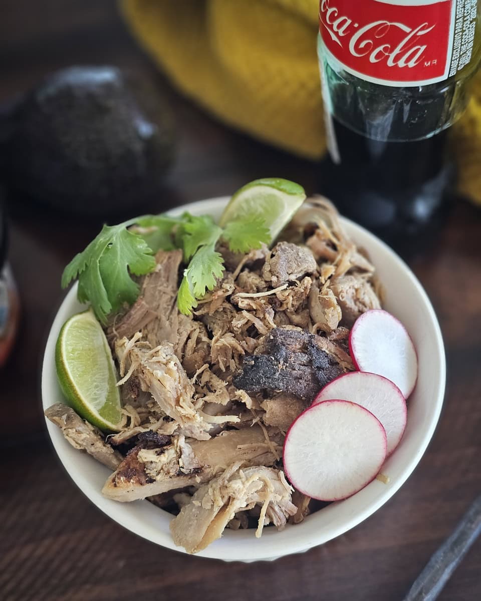 Plate of Michoacan style carnitas.