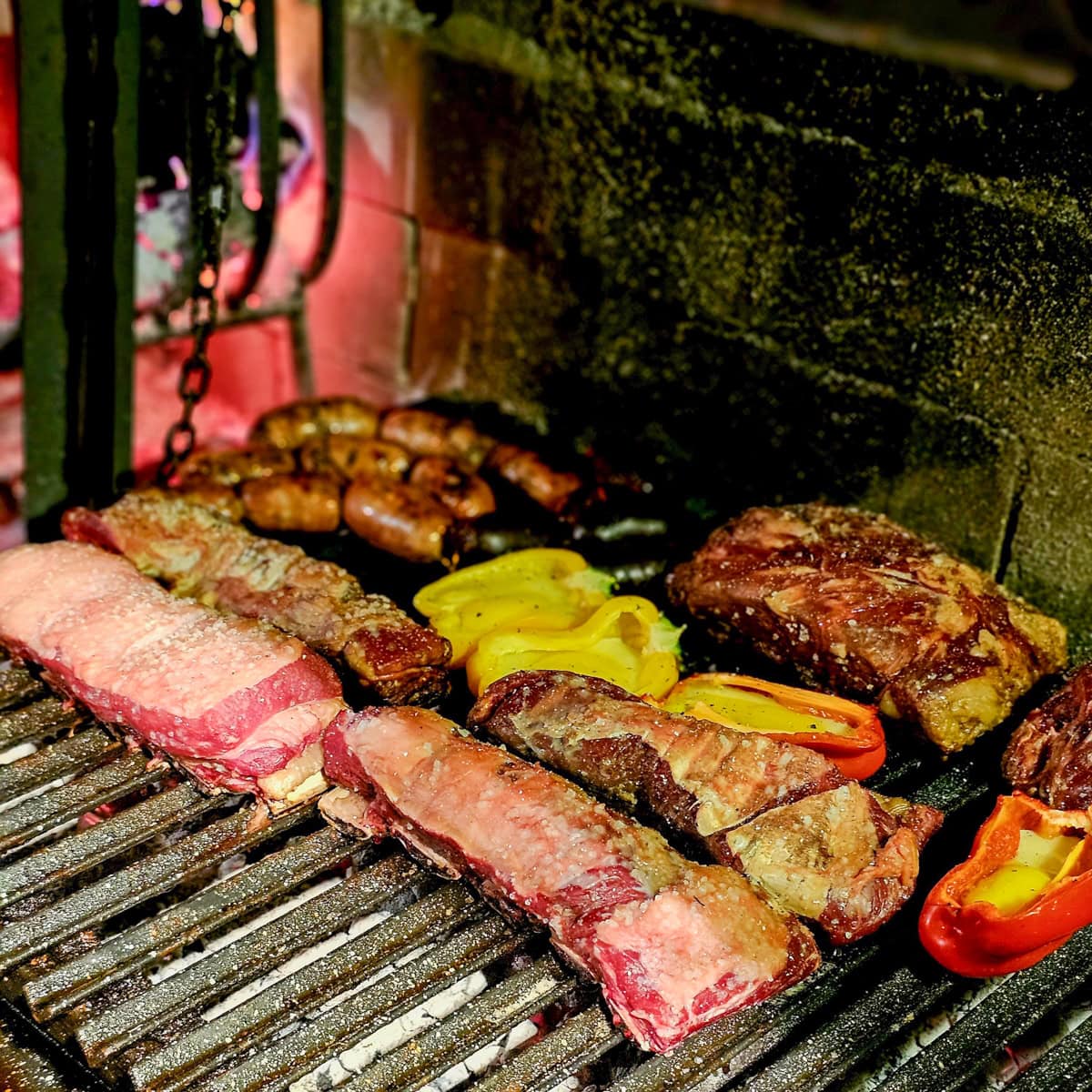 Traditionally cooked asado in Buenos Aires.