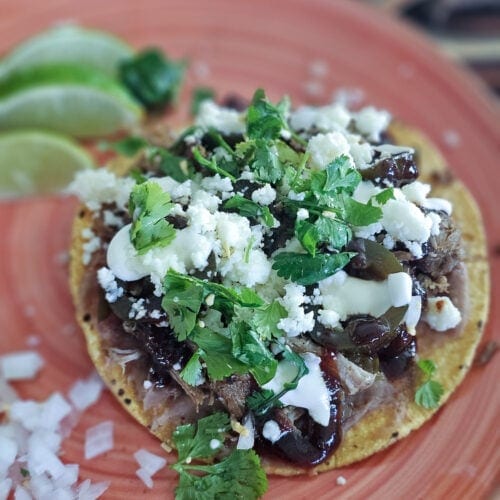 Barbeque smoked pork tostadas.