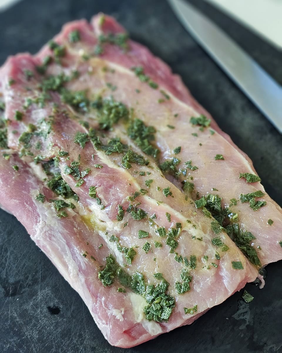 Filleted pork loin rubbed with sage and brown butter.