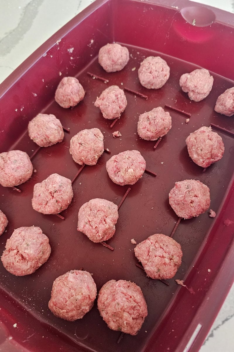 Platter of wagyu appetizer meatballs.