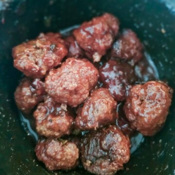 Crockpot with wagyu appetizer meatballs.