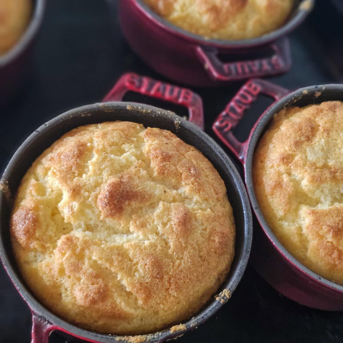 Individual side portions of Southern Spoon Bread.